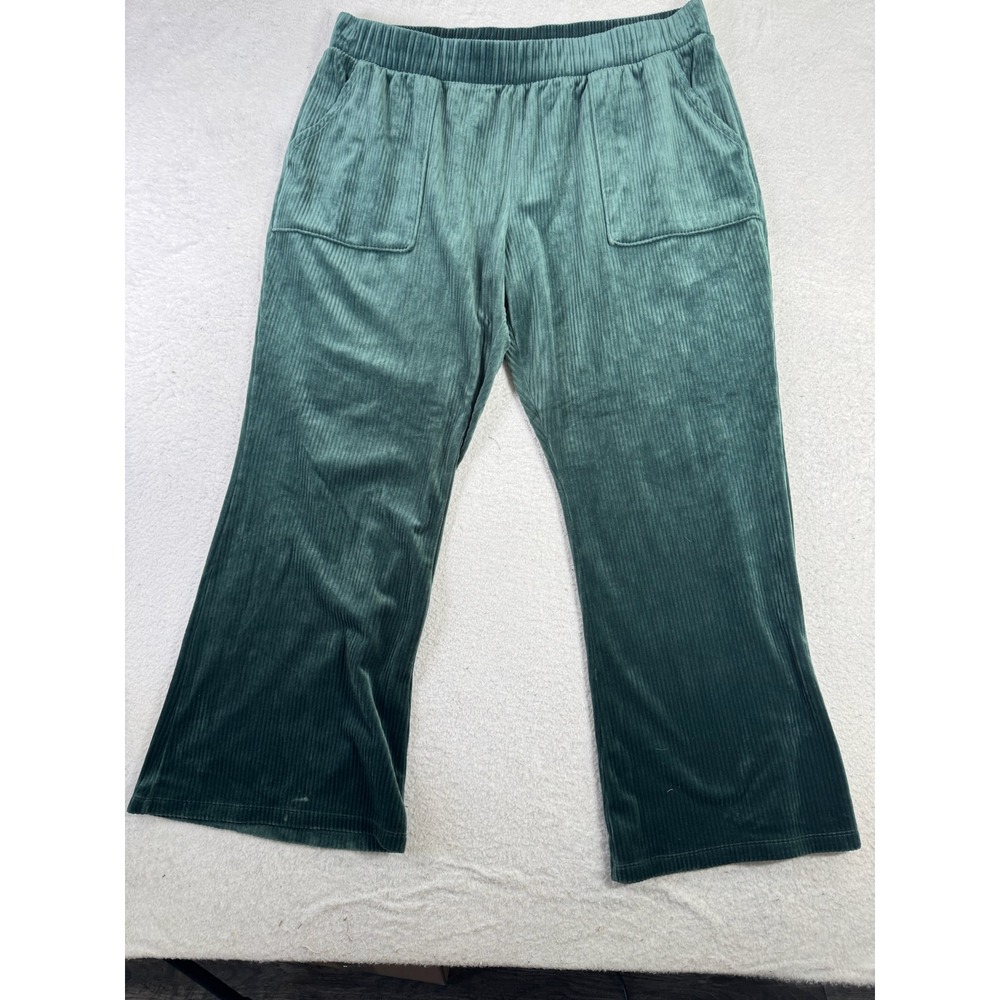 Time and Tru Corduroy Wide Leg Pants Womens XXL 20 Green Excellent Ribbed Knit